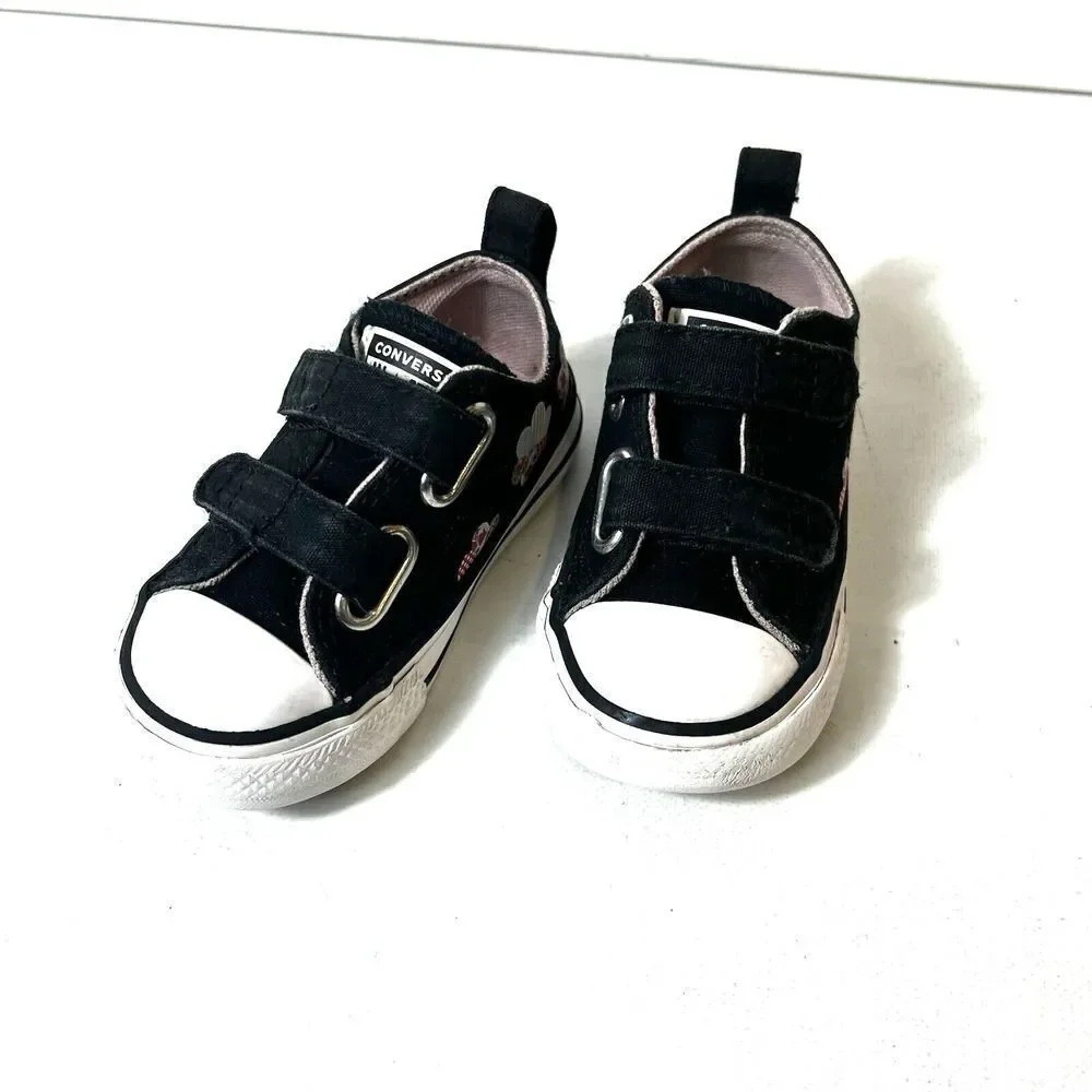 Converse Infant Girls 5 Black/Multicolor Balloons Print Snap On Low Top Sneakers